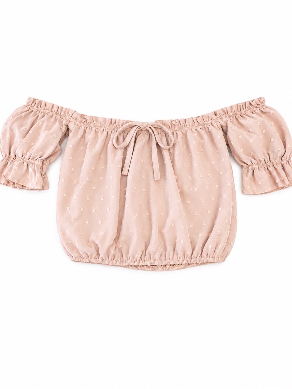 SHEIN Blush Pink Off-Shoulder Tie Front Crop Top Size small